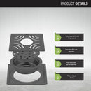 Purple Exclusive Square Floor Drain in Black PVD Coating (6 x 6 Inches) with Hole & Cockroach Trap - LIPKA - Lipka Home