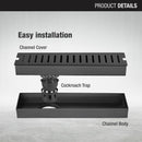 Vertical Shower Drain Channel - Black (12 x 3 Inches) - LIPKA - Lipka Home