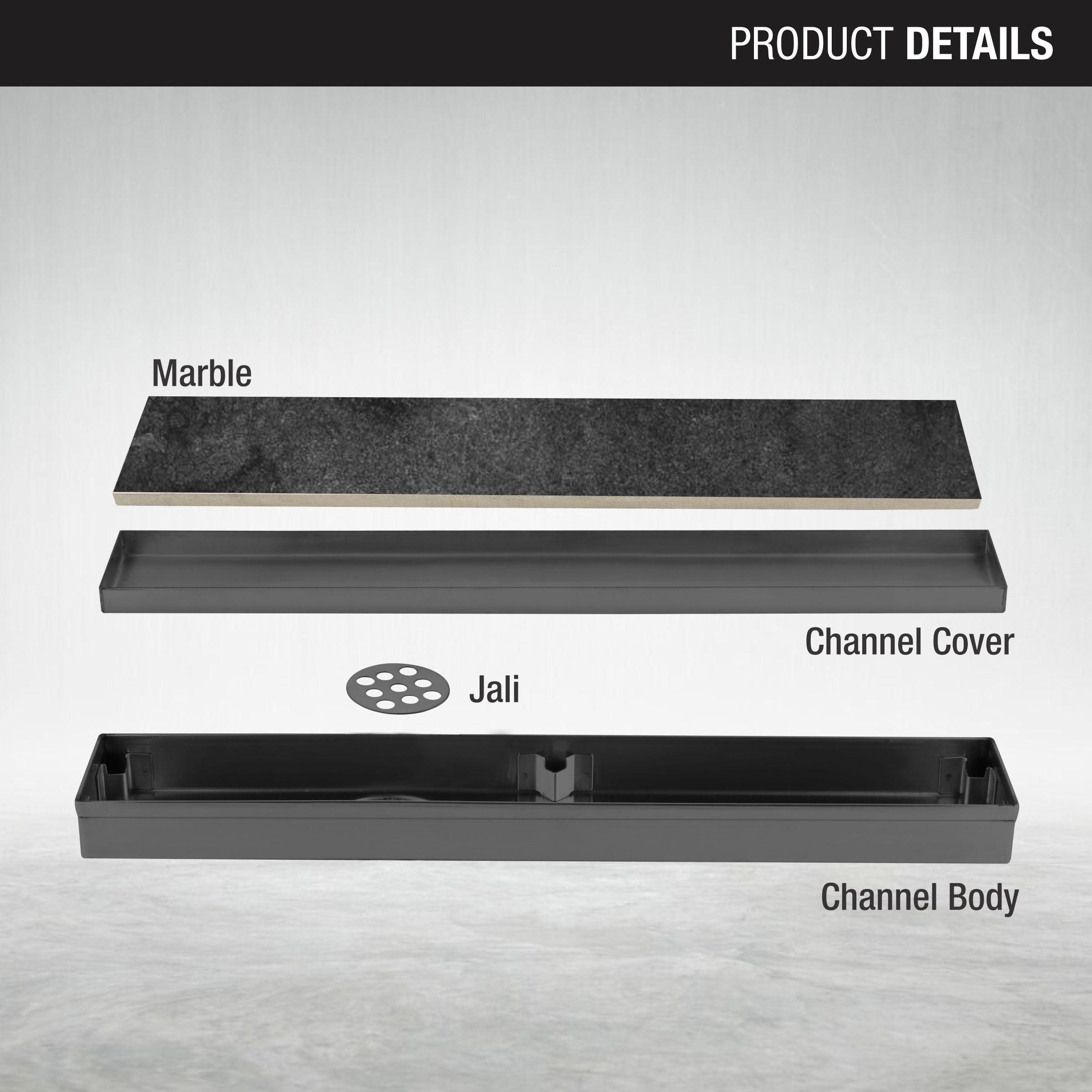 Marble Insert Shower Drain Channel - Black (24 x 2 Inches) parts