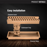 Wave Shower Drain Channel - Antique Copper (12 x 4 Inches) - LIPKA