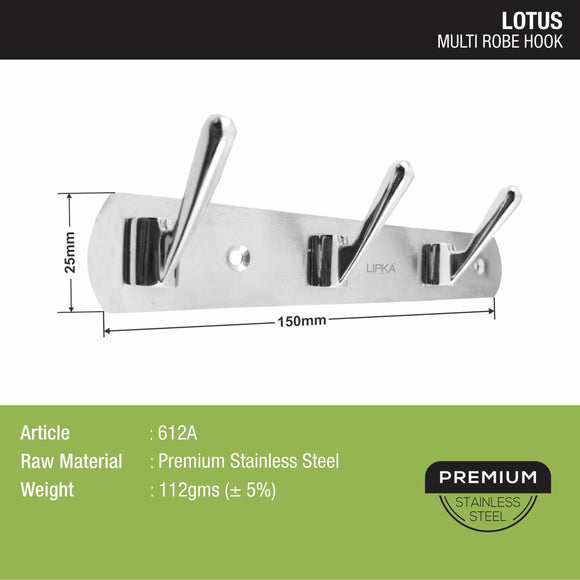 Lotus Robe Hook (3 Pin) - LIPKA - Lipka Home