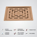 Orange Exclusive Square Flat Cut Floor Drain in Antique Copper PVD Coating (6 x 6 Inches) - LIPKA - Lipka Home