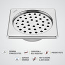 Super Sleek Square Floor Drain (5 x 5 Inches) with Cockroach Trap - LIPKA - Lipka Home