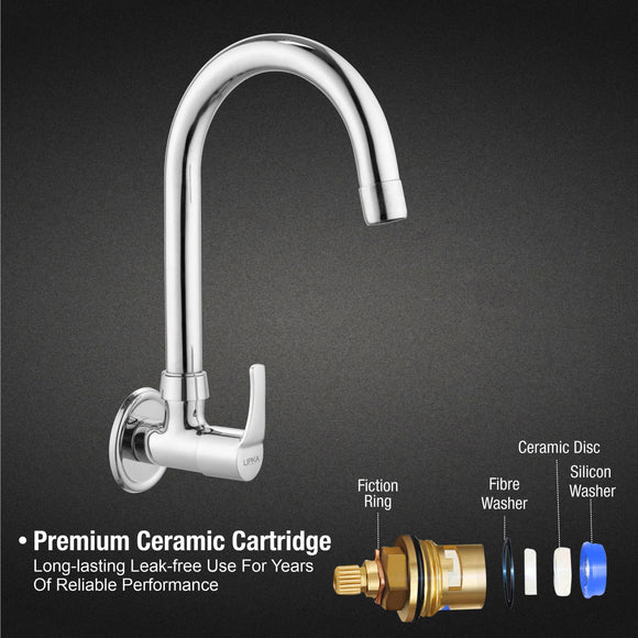 Coral Sink Tap Brass Faucet with Round Swivel Spout (15 Inches) - LIPKA - Lipka Home