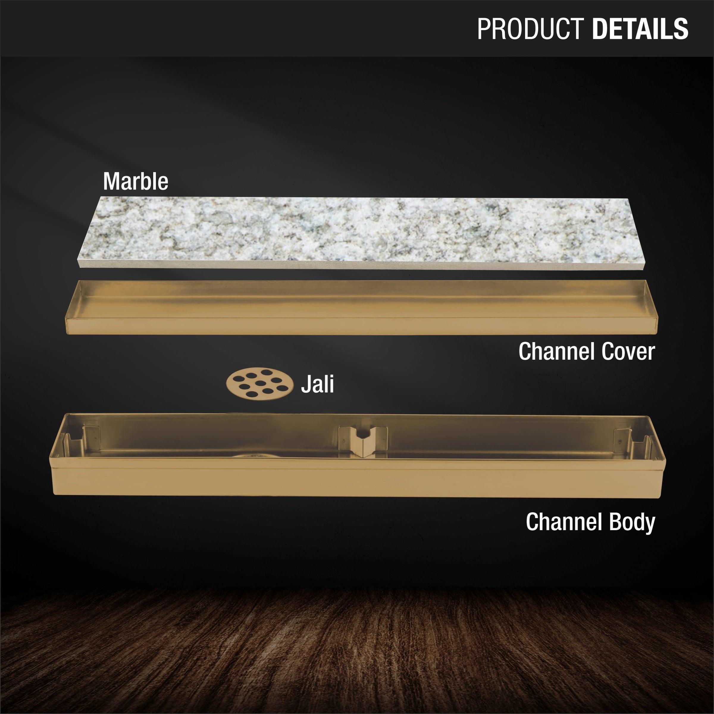 Marble Insert Shower Drain Channel - Yellow Gold (12 x 2 Inches) product details