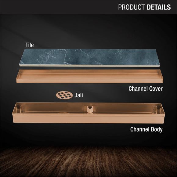 Tile Insert Shower Drain Channel - Antique Copper (18 x 2 Inches) - LIPKA - Lipka Home