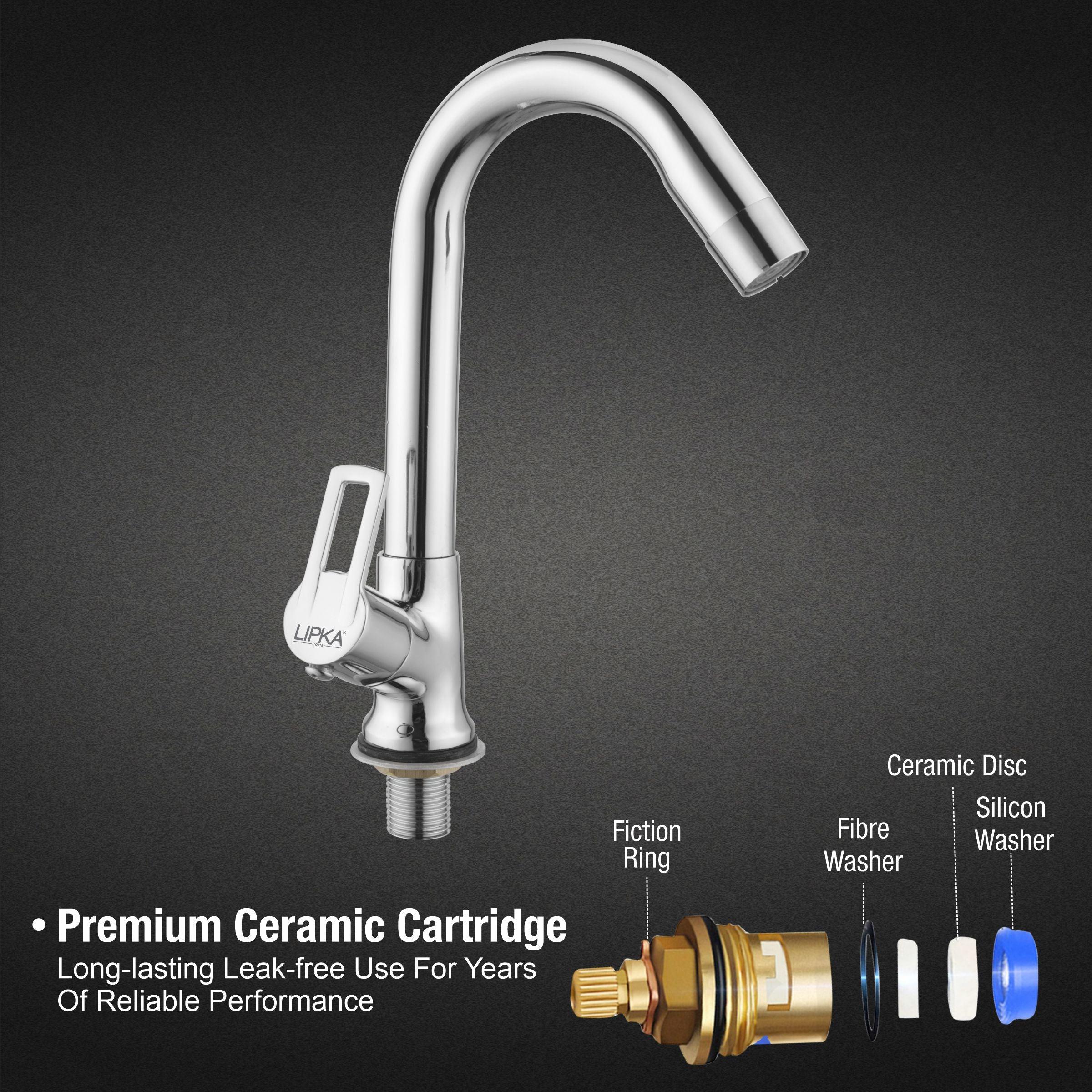 Kube Swan Neck Brass Faucet with Swivel Spout - LIPKA - Lipka Home