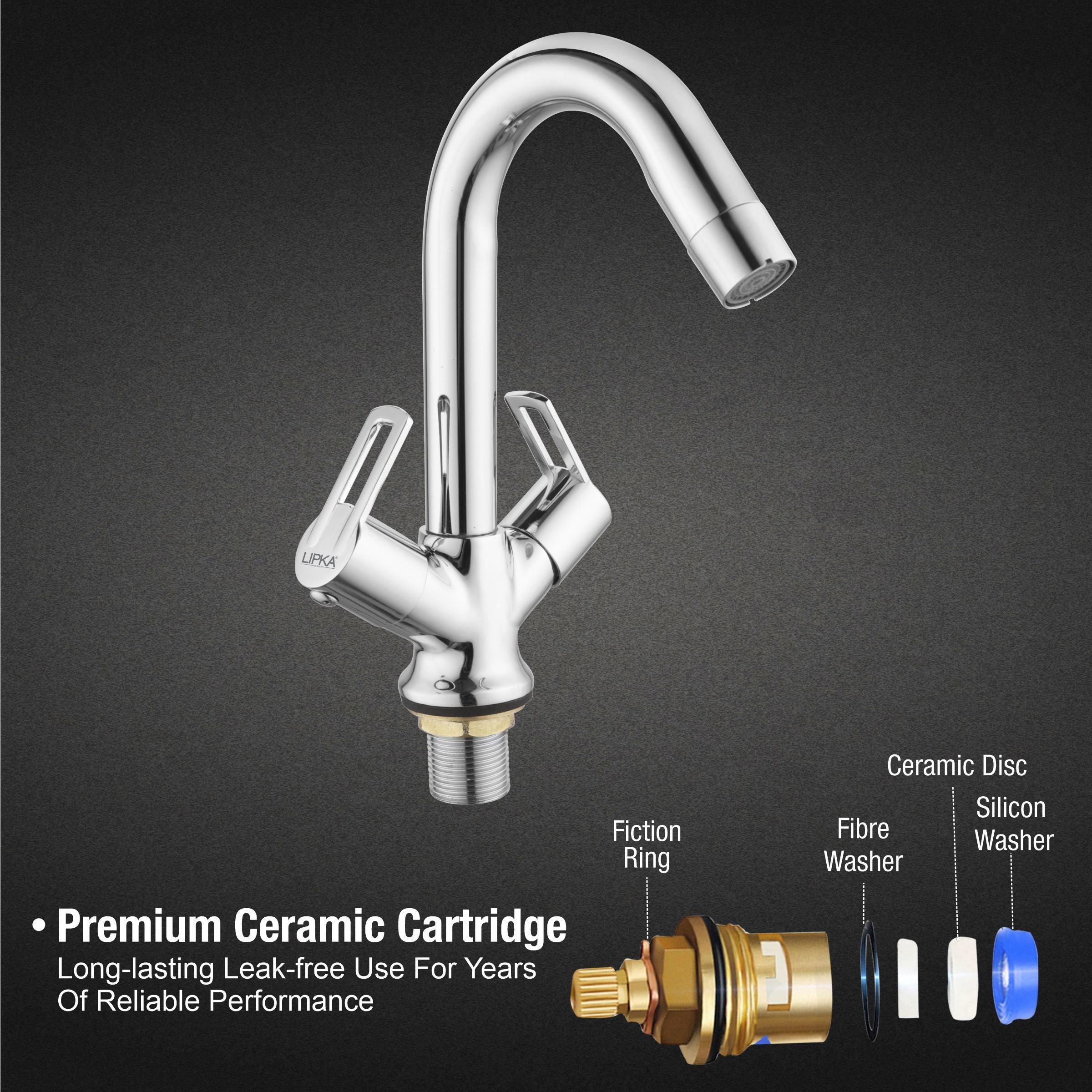 Kube Centre Hole Basin Mixer Brass Faucet with Swivel Spout - LIPKA - Lipka Home