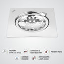 Eon Square Flat Cut Floor Drain with Hinge and Hole (6 x 6 Inches) - LIPKA - Lipka Home