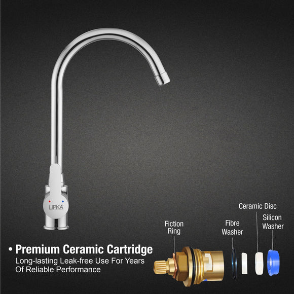 Fusion Single Lever Table Mount Sink Mixer Brass Faucet with Round Swivel Spout (20 Inches) - LIPKA - Lipka Home