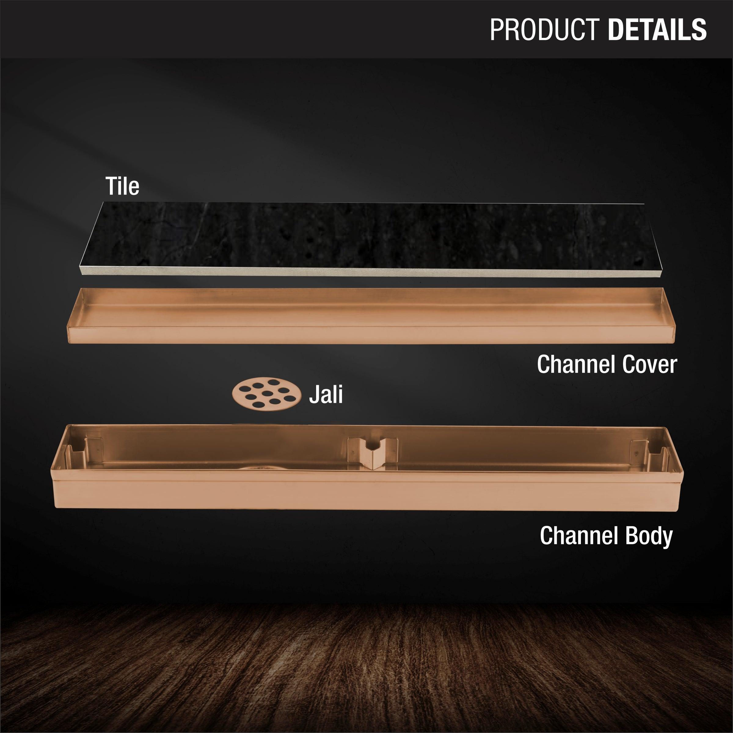 Tile Insert Shower Drain Channel - Antique Copper (32 x 2 Inches) product details