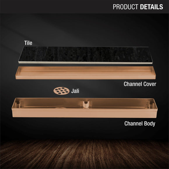 Tile Insert Shower Drain Channel - Antique Copper (32 x 2 Inches) - LIPKA - Lipka Home