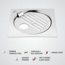 Eon Square Flat Cut Floor Drain with Golden Classic Jali, Hinge and Hole (5 x 5 Inches) - LIPKA - Lipka Home