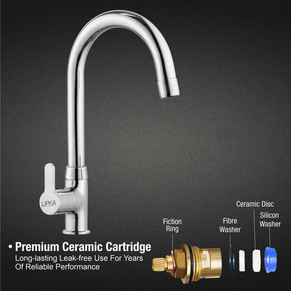 Fusion Swan Neck Brass Faucet with Round Swivel Spout (15 Inches) - LIPKA - Lipka Home