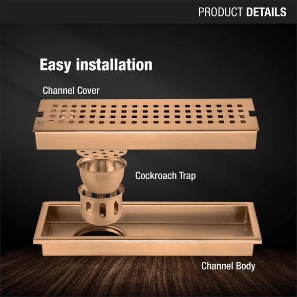 Palo Shower Drain Channel - Antique Copper (24 x 5 Inches) - LIPKA - Lipka Home