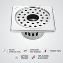 Square Floor Drain (5 x 5 Inches) with Hole and Cockroach Trap - LIPKA - Lipka Home