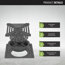 Green Exclusive Square Flat Cut Floor Drain in Black PVD Coating (6 x 6 Inches) with Cockroach Trap - LIPKA - Lipka Home