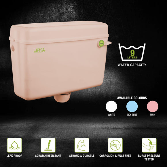 Round Flushing Cistern/ Flush Tank (Pink) |Commode not included| - LIPKA - Lipka Home