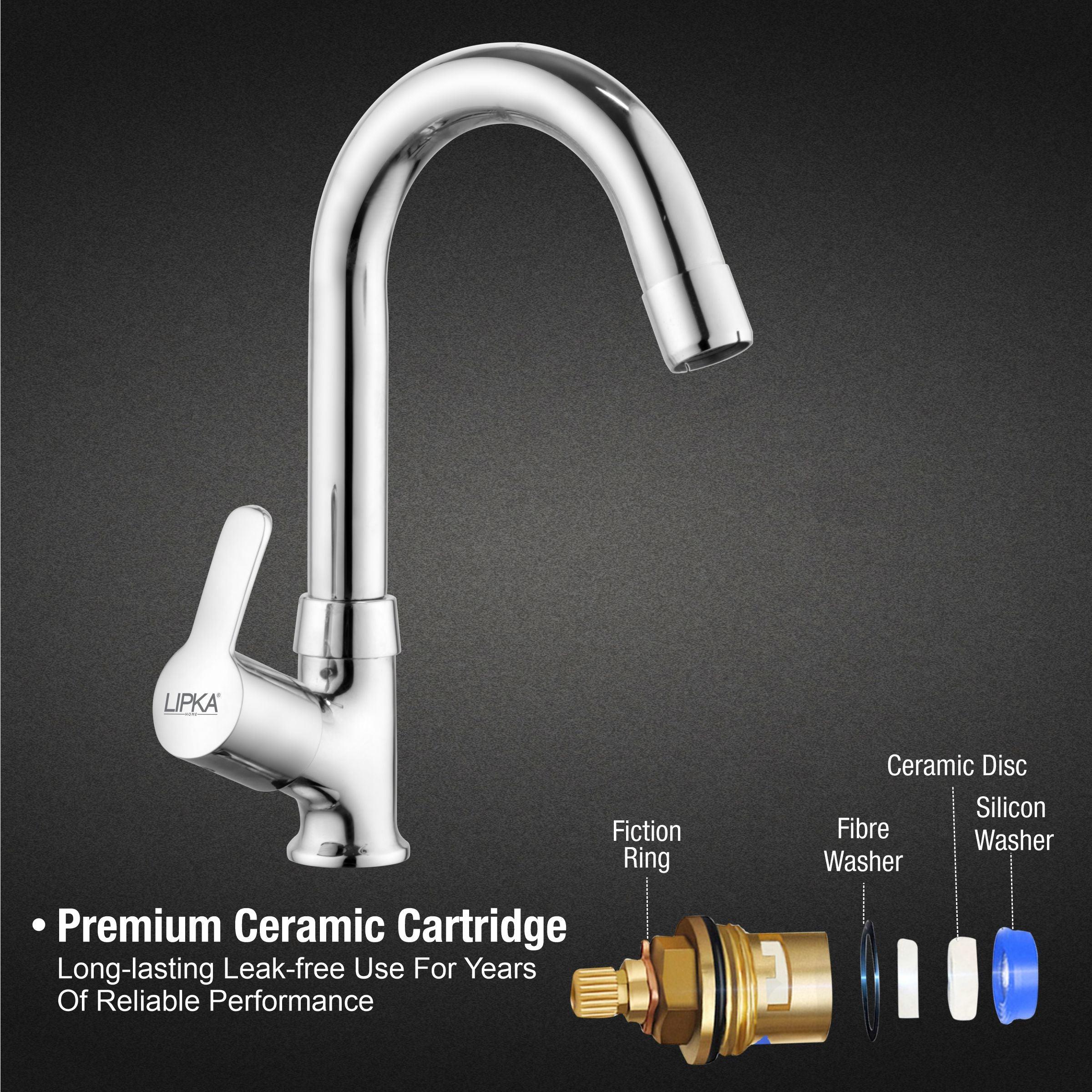 Frenk Swan Neck Brass Faucet with Round Swivel Spout (12 Inches) - LIPKA - Lipka Home