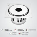 Full Moon Square Floor Drain (5.5 x 5.5 Inches) with Hole and Cockroach Trap - LIPKA - Lipka Home