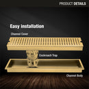 Palo Shower Drain Channel - Yellow Gold (40 x 5 Inches) - LIPKA - Lipka Home