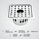 Agni Square Floor Drain (5 x 5 Inches) with Hole and Cockroach Trap- LIPKA - Lipka Home