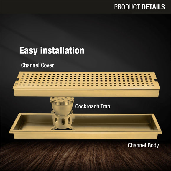 Palo Shower Drain Channel - Yellow Gold (32 x 4 Inches) - LIPKA - Lipka Home