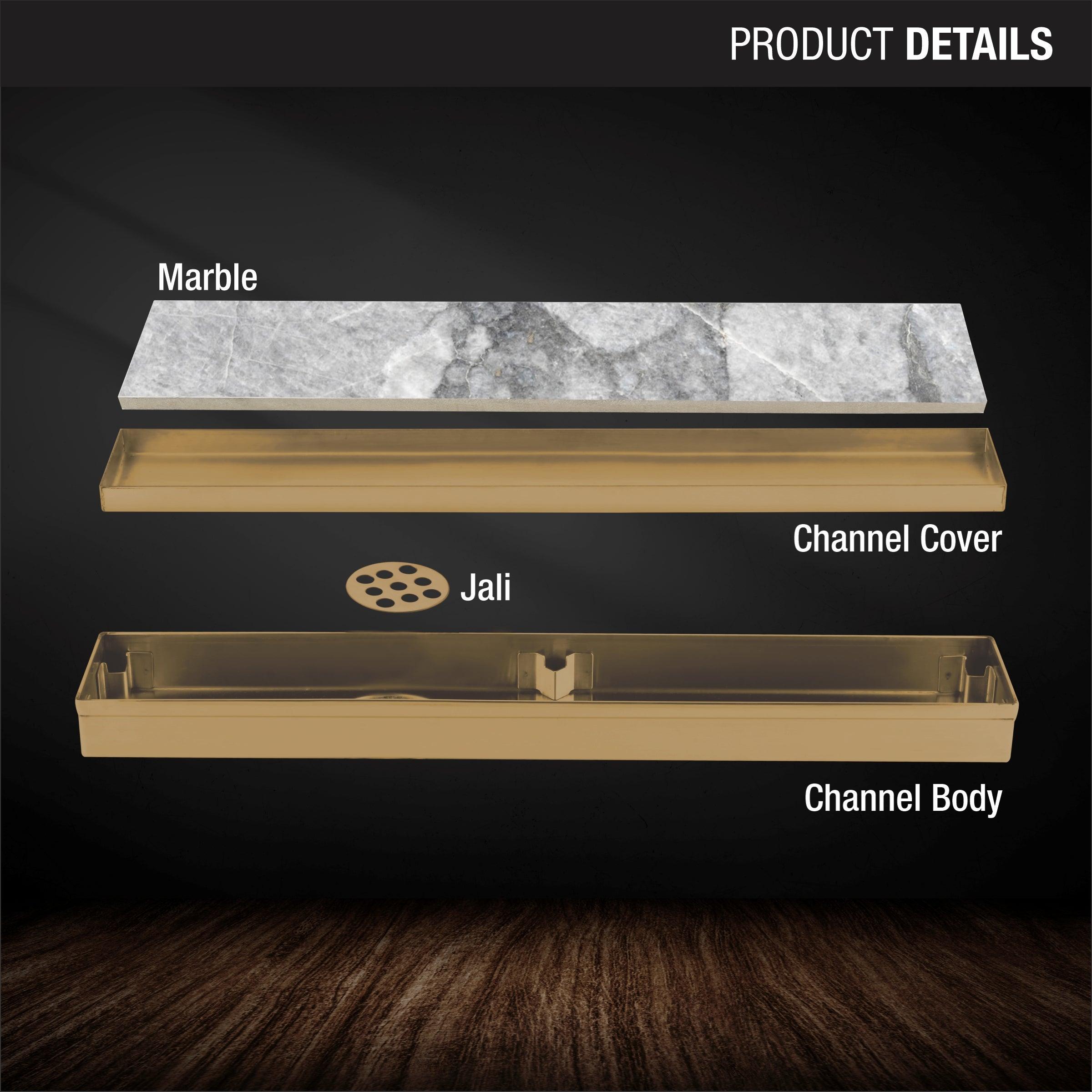 Marble Insert Shower Drain Channel - Yellow Gold (36 x 2 Inches) product details