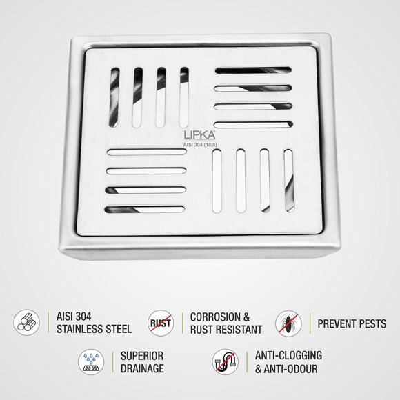 Pink Exclusive Square Floor Drain (6 x 6 Inches) - LIPKA - Lipka Home