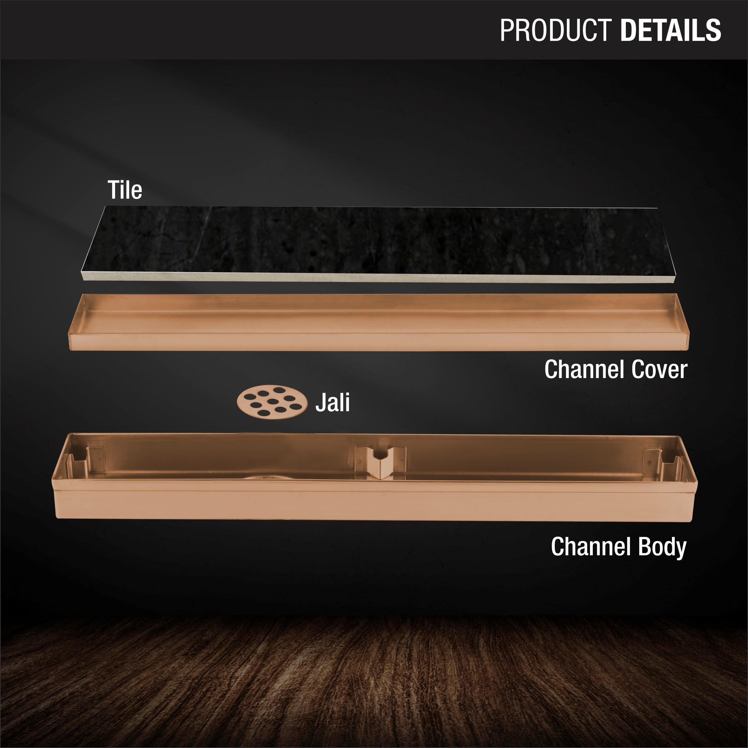 Tile Insert Shower Drain Channel - Yellow Gold (32 x 2 Inches) product details