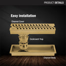 Wave Shower Drain Channel - Yellow Gold (18 x 5 Inches) - LIPKA - Lipka Home