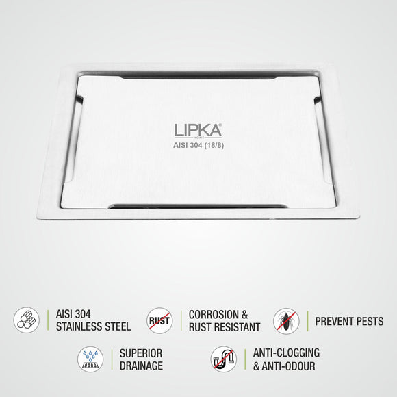 Yellow Exclusive Square Flat Cut Floor Drain (6 x 6 Inches) - LIPKA - Lipka Home