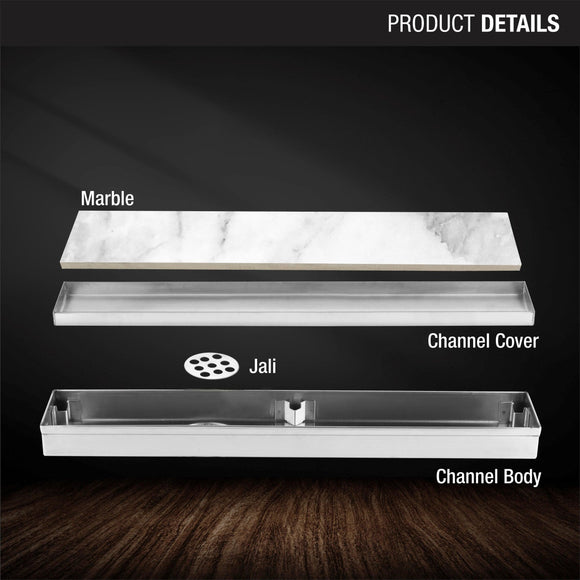 Marble Insert Shower Drain Channel (18 x 2 Inches) - LIPKA - Lipka Home