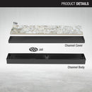 Tile Insert Shower Drain Channel - Black (12 x 2 Inches) - LIPKA - Lipka Home