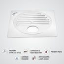 Eon Square Flat Cut Floor Drain with Golden Classic Jali and Hole (5 x 5 Inches) - LIPKA - Lipka Home