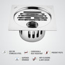 Golden Classic Jali Square Flat Cut Floor Drain (5 x 5 Inches) with Hole and Cockroach Trap - LIPKA - Lipka Home