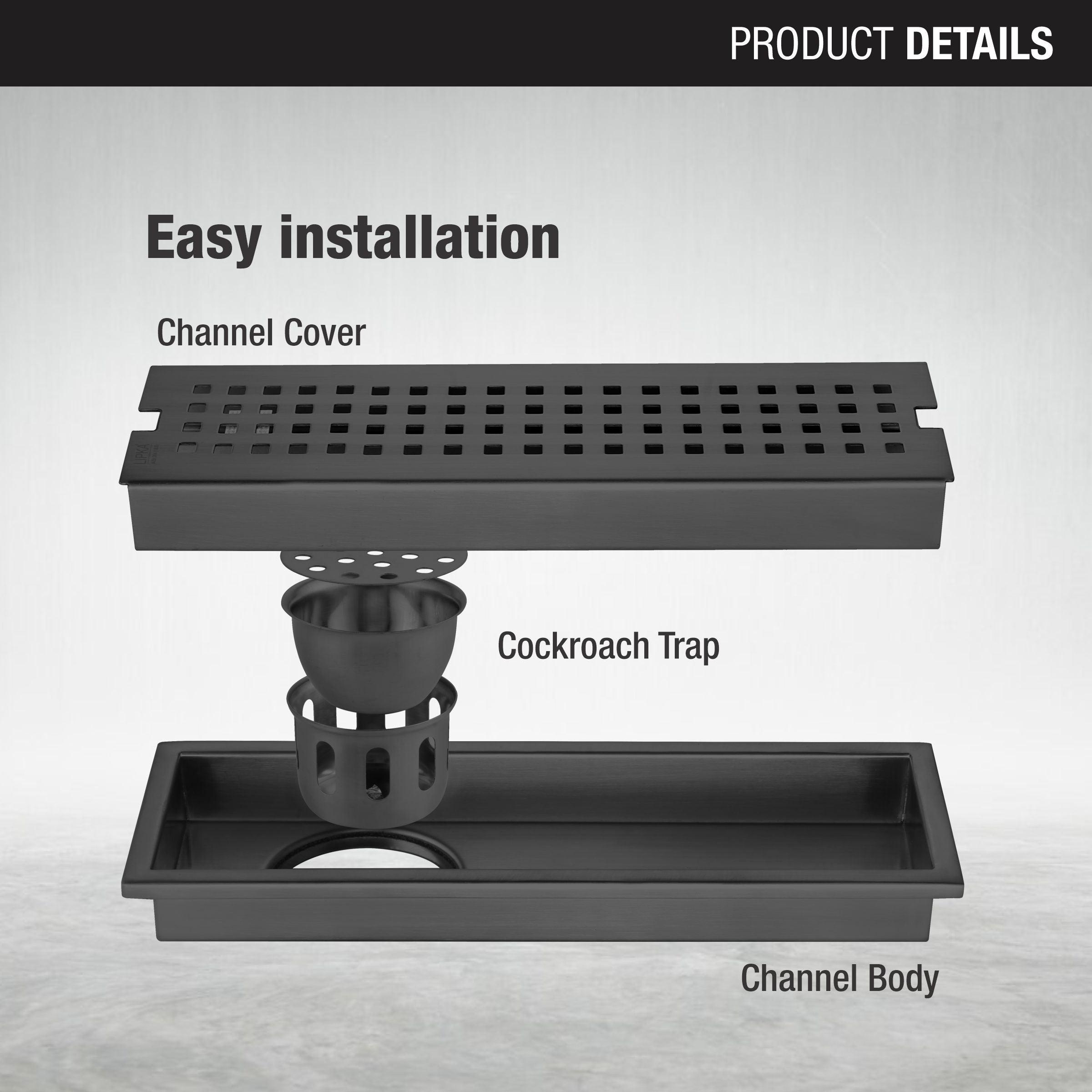 Palo Shower Drain Channel -Black (12 x 4 Inches)  installation