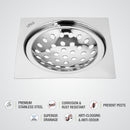 EON Square Flat Cut Floor Drain (5 x 5 Inches) - LIPKA - Lipka Home