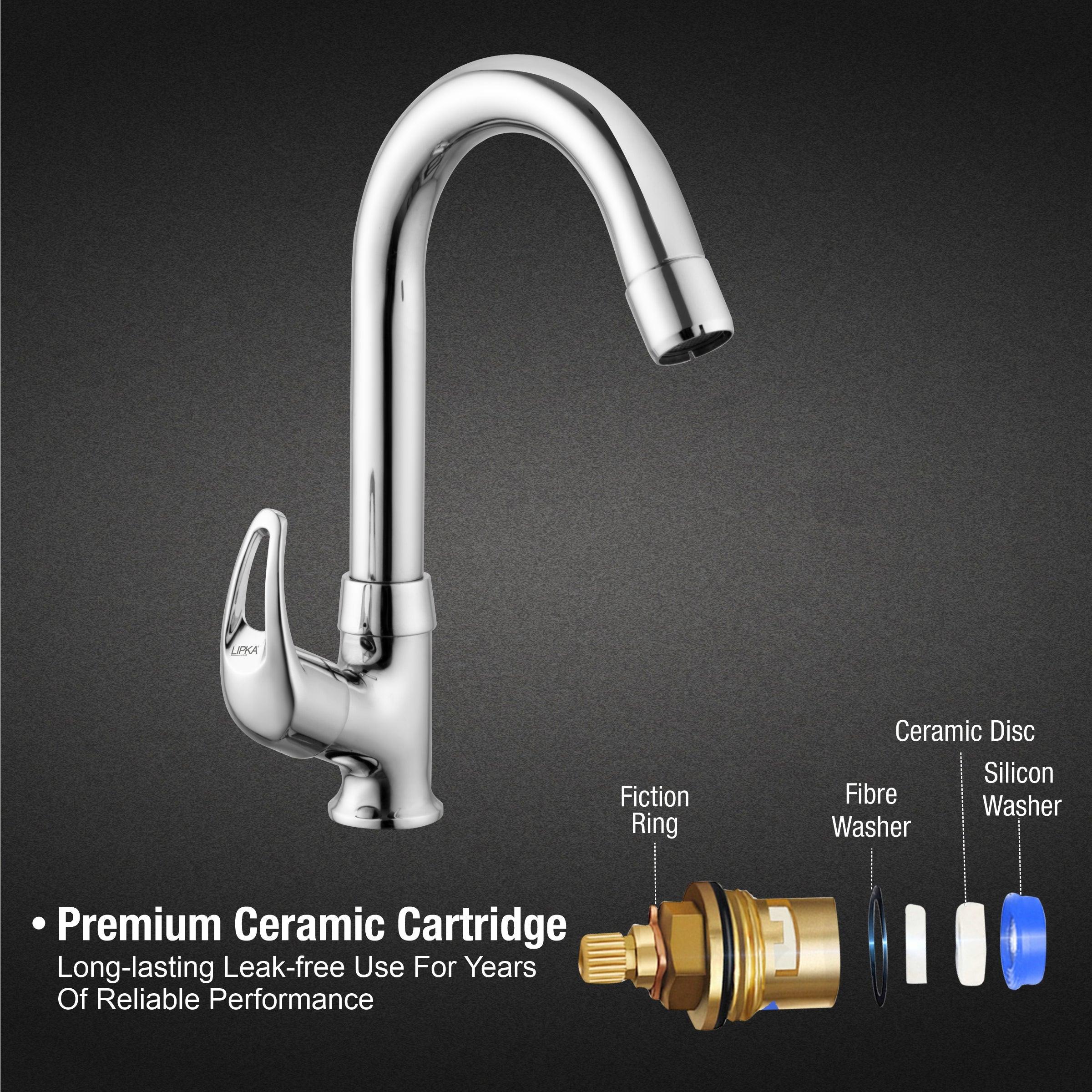 Pixel Swan Neck Brass Faucet with Round Swivel Spout (12 Inches) - LIPKA - Lipka Home