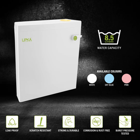 Square Flushing Cistern/ Flush Tank (White) |Commode not included| - LIPKA - Lipka Home