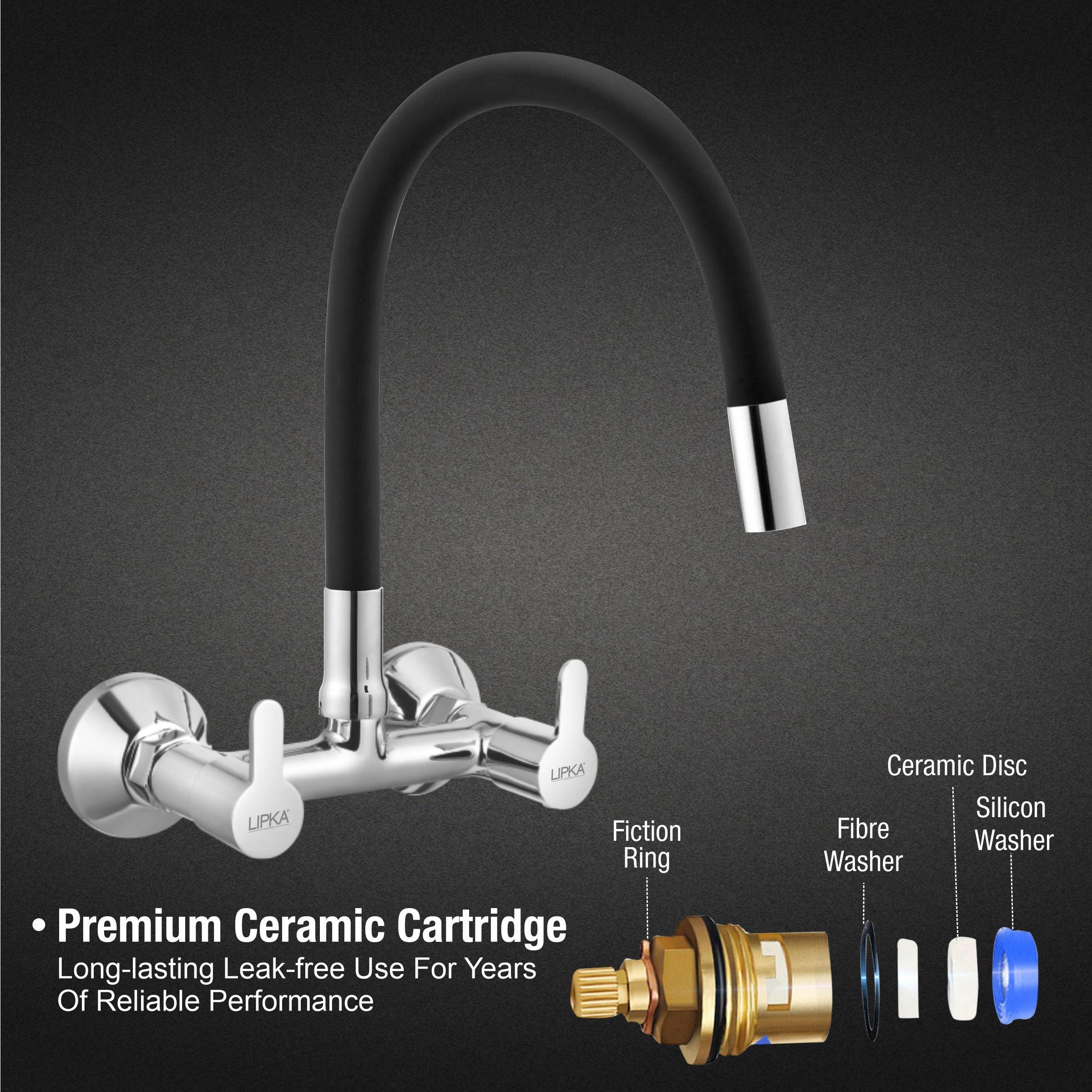 Fusion Sink Mixer Brass Faucet with Flexible Silicone Spout (Black) - LIPKA - Lipka Home