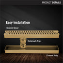 Wave Shower Drain Channel - Yellow Gold (36 x 3 Inches) - LIPKA - Lipka Home