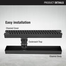 Wave Shower Drain Channel - Black (48 x 3 Inches) - LIPKA - Lipka Home