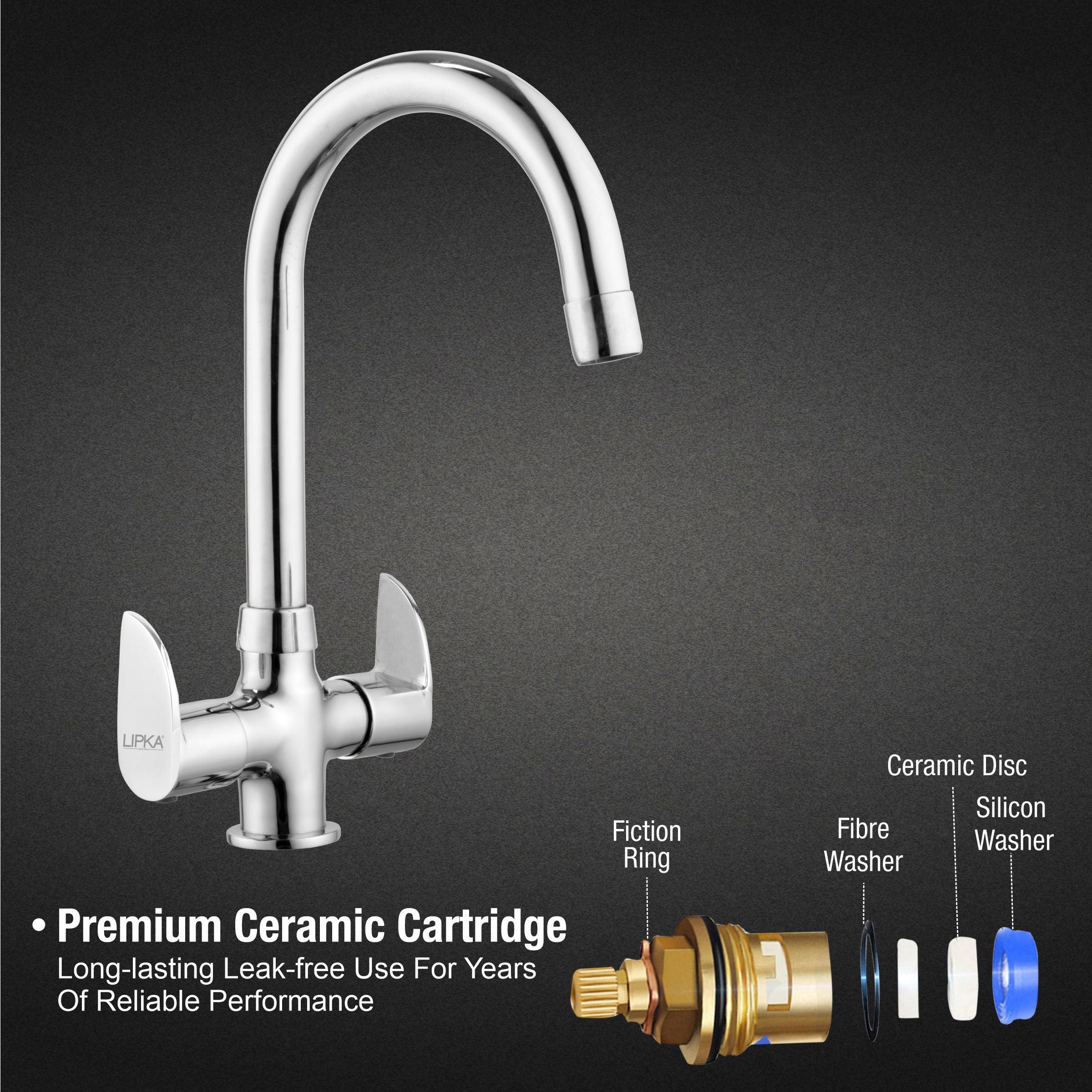 Arise Centre Hole Basin Mixer Brass Faucet with Round Swivel Spout (15 Inches) - LIPKA - Lipka Home