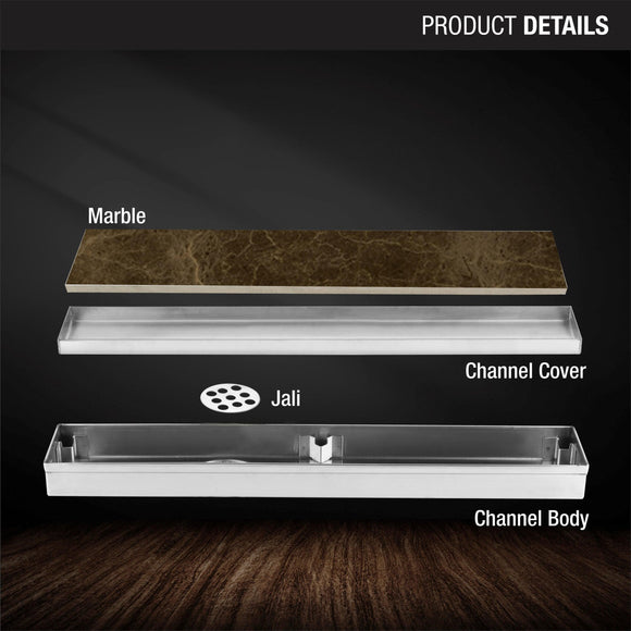 Marble Insert Shower Drain Channel (40 x 2 Inches) - LIPKA - Lipka Home