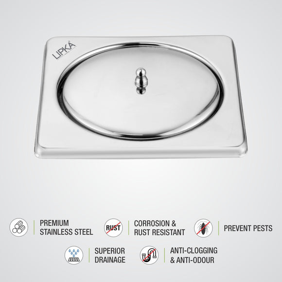 Saturn Square Floor Drain (5 x 5 Inches) - LIPKA - Lipka Home