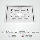 Orange Flat Cut Exclusive Square Floor Drain (5 x 5 Inches) with Hole - LIPKA - Lipka Home