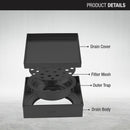 Marble Insert Square Floor Drain - Black (4 x 4 Inches) - LIPKA - Lipka Home