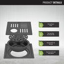 Pink Exclusive Square Flat Cut Floor Drain in Black PVD Coating (6 x 6 Inches) with Hole & Cockroach Trap - LIPKA - Lipka Home