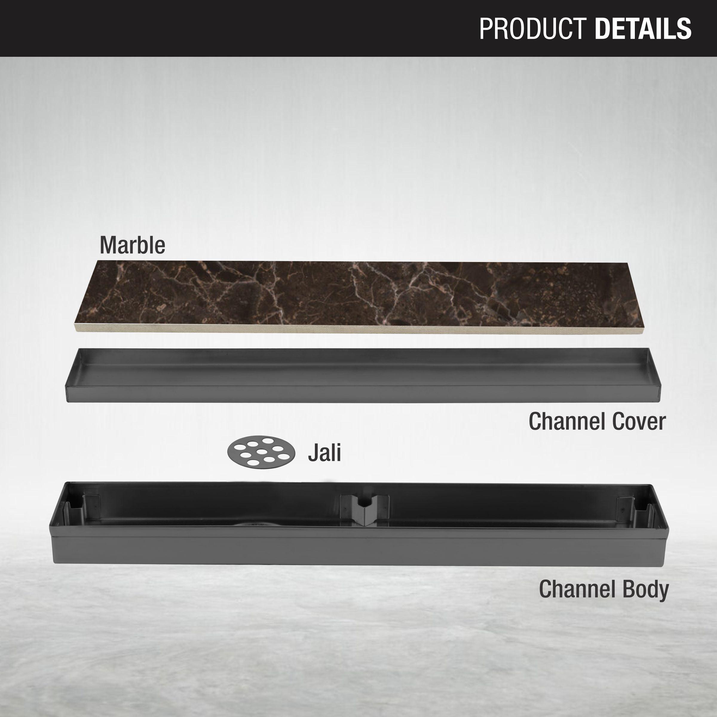 Marble Insert Shower Drain Channel - Black (36 x 2 Inches) product installation